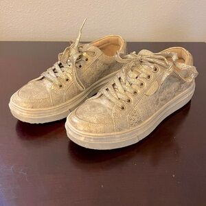 Corkys Hey Girl Down Time Gold Metallic Sneakers Size 6